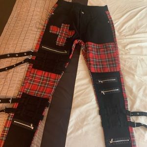Plaid Bondage Pants Removable straps
